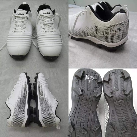 Riddell‎ Football Cleats Mens 8 Edge Low Cut RM White Sports Turf - Picture 1 of 16